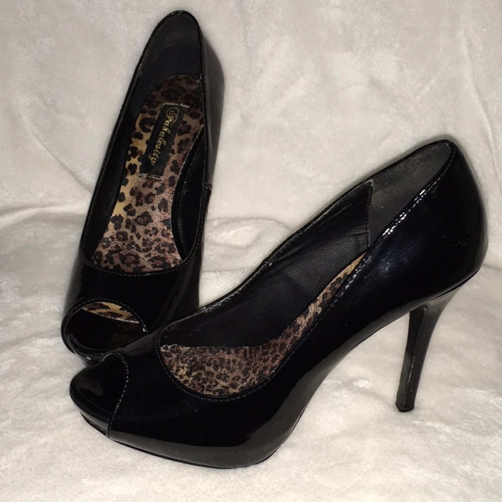 Fabulosity Black Open Toe Heels
